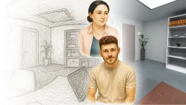 Illustration of two people in a clinical consultation setting